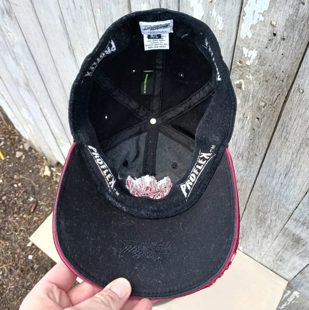 Chevy Chevrolet Racing Black Flame Fitted Hat Baseball Cruisin Sport Mens Sz M/L